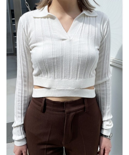 ENVYM（アンビー）の「ポロネックリブＫｎｉｔ（その他トップス・レディース・ホワイト/ブラック/Moca・FREE）」の11枚目の写真