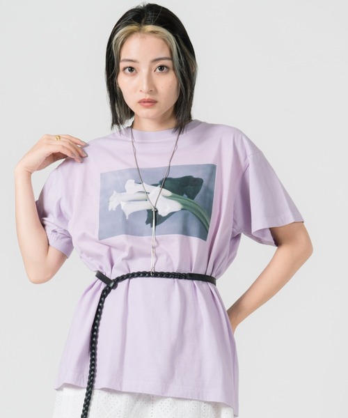 LAYMEE（レイミー）の「Calla Tshirt / カラーTシャツ（Tシャツ/カットソー・レディース・ホワイト/ラベンダー/ブラック・FREE）」の3枚目の写真