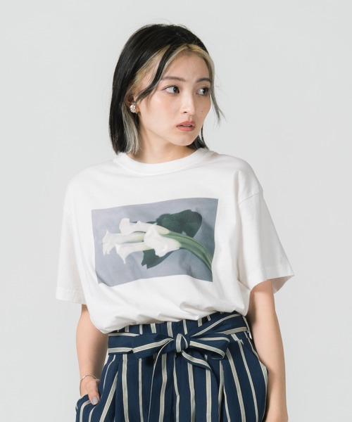 LAYMEE（レイミー）の「Calla Tshirt / カラーTシャツ（Tシャツ/カットソー・レディース・ホワイト/ラベンダー/ブラック・FREE）」の10枚目の写真
