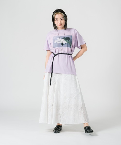 LAYMEE（レイミー）の「Calla Tshirt / カラーTシャツ（Tシャツ/カットソー・レディース・ホワイト/ラベンダー/ブラック・FREE）」の11枚目の写真
