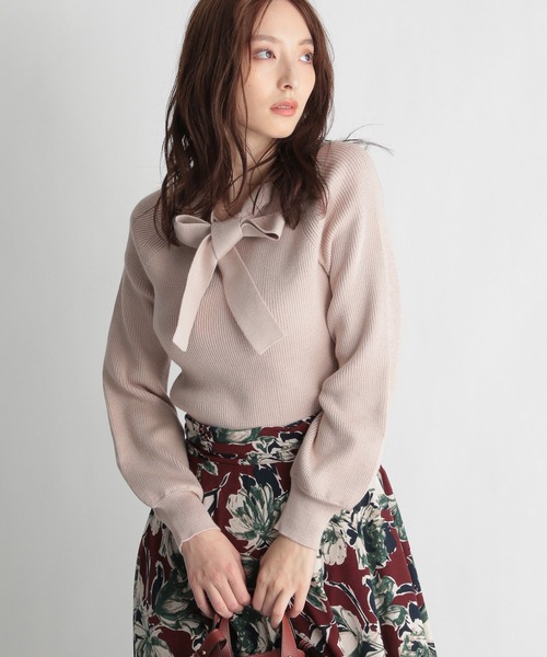 Andemiu(アンデミュウ)の「【吸湿発熱機能付き】リブボウタイ2WAYニット239202(ニット/セーター・レディース・ブラック/ブルー/ベージュ・FREE)」の7枚目の写真