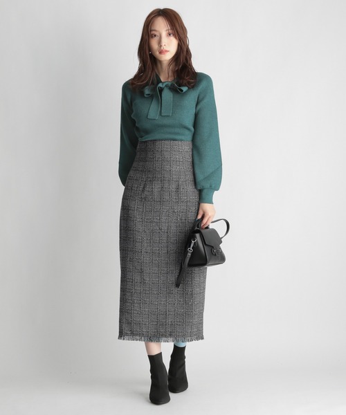 Andemiu(アンデミュウ)の「【吸湿発熱機能付き】リブボウタイ2WAYニット239202(ニット/セーター・レディース・ブラック/ブルー/ベージュ・FREE)」の10枚目の写真