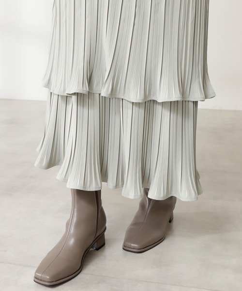 N.（N. Natural Beauty Basic）（エヌエヌナチュラルビューティーベーシック）の「ティアードプリーツスカート（スカート・レディース・ブラック/ライトグリーン/ブラウン・MEDIUM）」の9枚目の写真