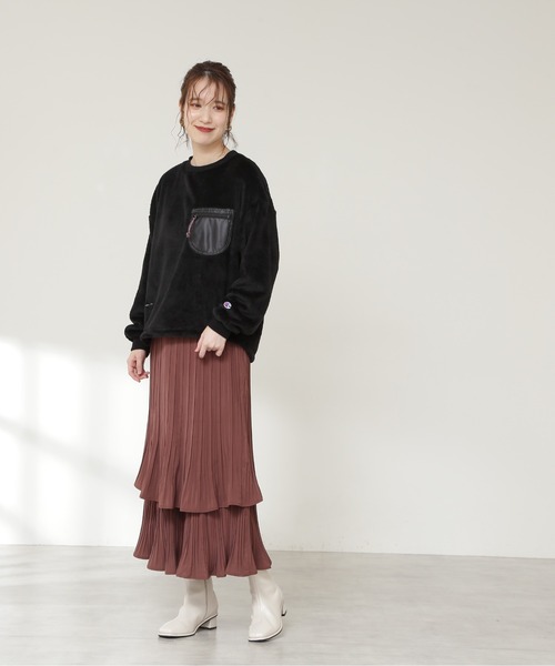 N.（N. Natural Beauty Basic）（エヌエヌナチュラルビューティーベーシック）の「ティアードプリーツスカート（スカート・レディース・ブラック/ライトグリーン/ブラウン・MEDIUM）」の19枚目の写真