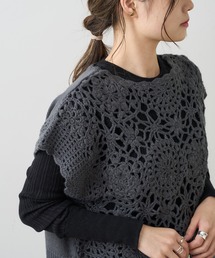 PUAL CE CIN | 【premium】カギ針編みニットベスト(ニット/セーター)