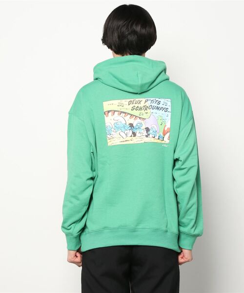 Mac-House(マックハウス)の「Smurf スマーフ プリント 裏毛スウェットプルオーバーパーカー(パーカー・メンズ・アイボリー/グリーン/ブラック・L/M)」の21枚目の写真