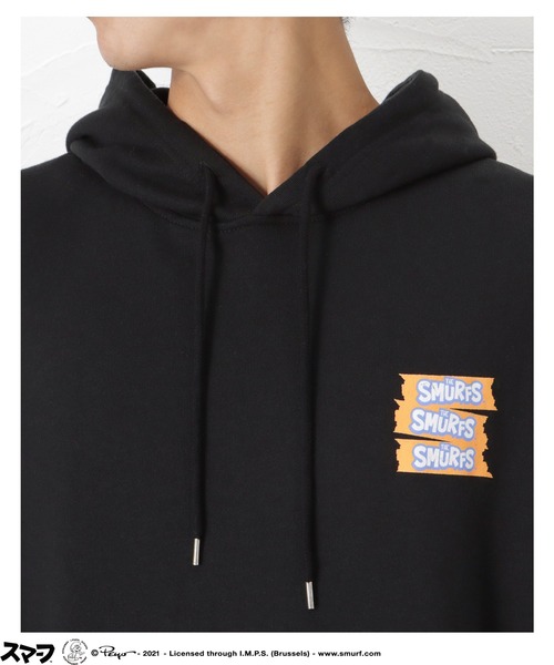 Mac-House(マックハウス)の「Smurf スマーフ プリント 裏毛スウェットプルオーバーパーカー(パーカー・メンズ・アイボリー/グリーン/ブラック・L/M)」の11枚目の写真