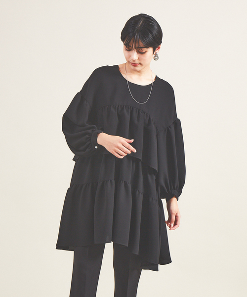 Rouge vif（ルージュヴィフ）の「ティアードブラウス（シャツ/ブラウス・レディース・ブラック/オフホワイト・フリー）」の2枚目の写真