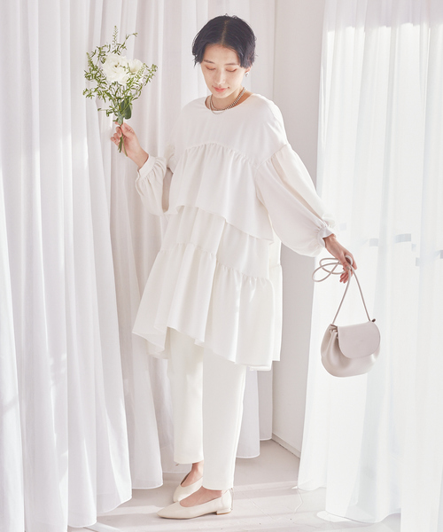 Rouge vif（ルージュヴィフ）の「ティアードブラウス（シャツ/ブラウス・レディース・ブラック/オフホワイト・フリー）」の3枚目の写真