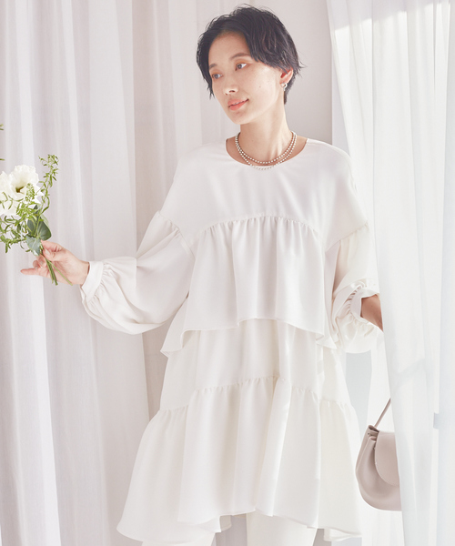 Rouge vif（ルージュヴィフ）の「ティアードブラウス（シャツ/ブラウス・レディース・ブラック/オフホワイト・フリー）」の5枚目の写真