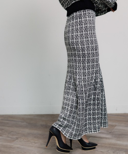 LIPSERVICE（リップサービス）の「ツィードニットマーメイドスカート（スカート・レディース・ブラック/ベージュ/ブルー・FREE）」の6枚目の写真