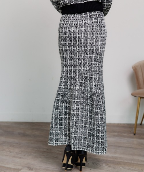 LIPSERVICE（リップサービス）の「ツィードニットマーメイドスカート（スカート・レディース・ブラック/ベージュ/ブルー・FREE）」の7枚目の写真