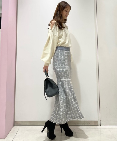 LIPSERVICE（リップサービス）の「ツィードニットマーメイドスカート（スカート・レディース・ブラック/ベージュ/ブルー・FREE）」の19枚目の写真