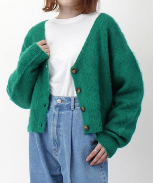STYLEBLOCK（スタイルブロック）の「Aシャギーニット2WAYショートトップス（ニット/セーター・レディース・グレイッシュベージュ/ブラック/オレンジ/グリーン・M）」の3枚目の写真
