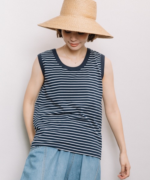 refinedworks(リファインドワークス)の「配色ボーダータンク(タンクトップ・レディース・ネイビー/ベージュ系その他/ブルー系その他・FREE)」の2枚目の写真
