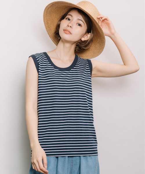 refinedworks(リファインドワークス)の「配色ボーダータンク(タンクトップ・レディース・ネイビー/ベージュ系その他/ブルー系その他・FREE)」の5枚目の写真