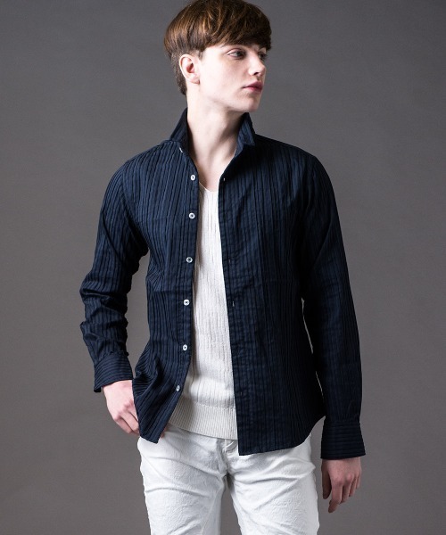 Buffalo Bobs（バッファローボブズ）の「LITTLE WING-PINTACK(リトルウィング-ピンタック)ピンタック シャツ（シャツ/ブラウス・メンズ・ブラック/ネイビー/ピンク/ホワイト・1-2/2-3/3-4）」の3枚目の写真