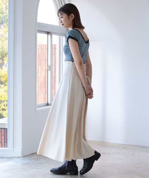 BeAMS DOT（ビームスドット）の「【WEB限定】MILLER x BeAMS DOT / 別注 フレンチスリーブ ミニボーダーT（Tシャツ/カットソー・レディース・オレンジ/ブルー/グリーン・ONE SIZE）」の18枚目の写真