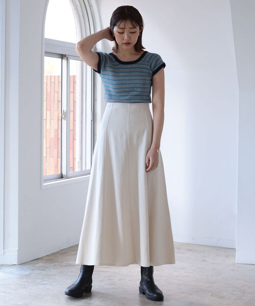 BeAMS DOT（ビームスドット）の「【WEB限定】MILLER x BeAMS DOT / 別注 フレンチスリーブ ミニボーダーT（Tシャツ/カットソー・レディース・オレンジ/ブルー/グリーン・ONE SIZE）」の19枚目の写真