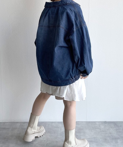 w closet（ダブルクローゼット）の「BIGシルエットGジャン（デニムジャケット・レディース・ブルー/キナリ・FREE）」の10枚目の写真