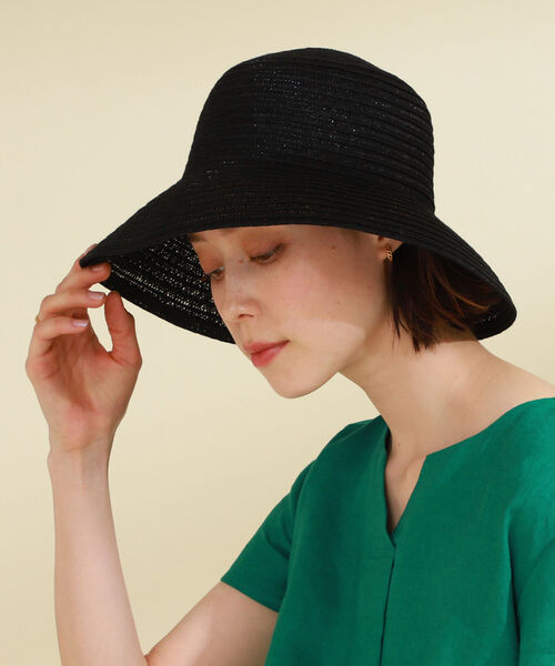 Ray BEAMS(レイビームス)の「Ray BEAMS / ポリ ブレード ハット(ハット・レディース・ブラック/ナチュラル・ONE SIZE)」の1枚目の写真