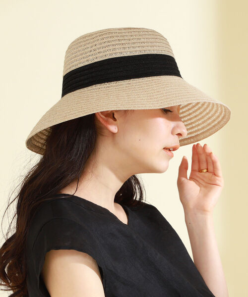 Ray BEAMS(レイビームス)の「Ray BEAMS / ポリ ブレード ハット(ハット・レディース・ブラック/ナチュラル・ONE SIZE)」の16枚目の写真