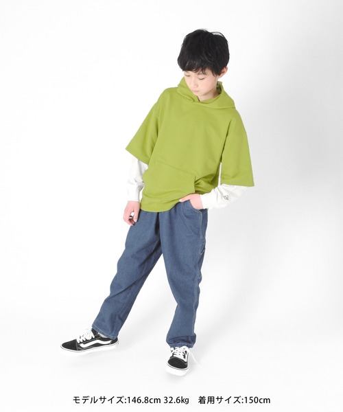 GLAZOS（グラソス）の「[ワイドテーパード]ペインターパンツ【セットアップ対応】（その他パンツ・キッズ・ブルー/オフホワイト/ライトブルー/ブラック・130cm/150cm/160cm/170cm/140cm）」の9枚目の写真