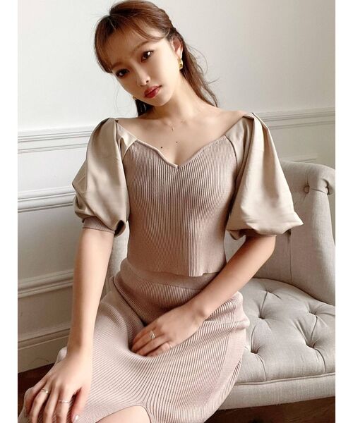 RESEXXY(リゼクシー)の「ハートネックニットトップス【セットアップ着用可能】(ニット/セーター・レディース・ブルー/ブラック/アイボリー/ベージュ・FREE)」の7枚目の写真