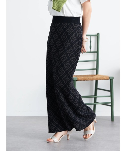 earth music&ecology(アースミュージックアンドエコロジー)の「ジャガードタイトスカート(スカート・レディース・ブラック/ベージュ/ブラウン・FREE)」の5枚目の写真