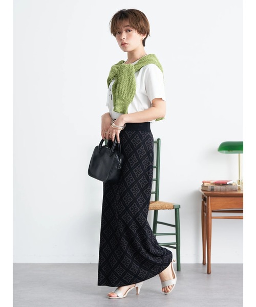earth music&ecology(アースミュージックアンドエコロジー)の「ジャガードタイトスカート(スカート・レディース・ブラック/ベージュ/ブラウン・FREE)」の9枚目の写真