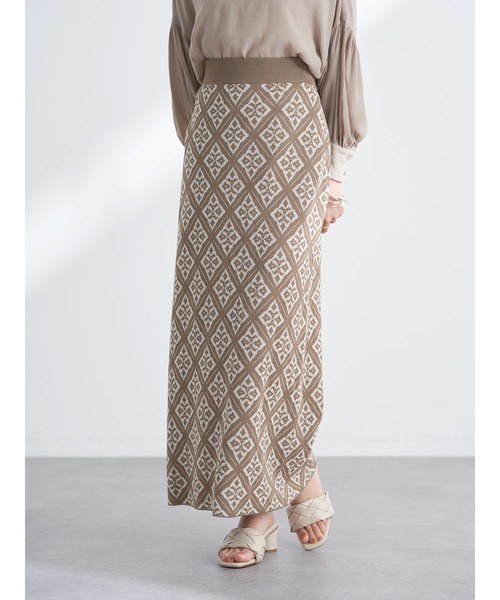 earth music&ecology(アースミュージックアンドエコロジー)の「ジャガードタイトスカート(スカート・レディース・ブラック/ベージュ/ブラウン・FREE)」の11枚目の写真