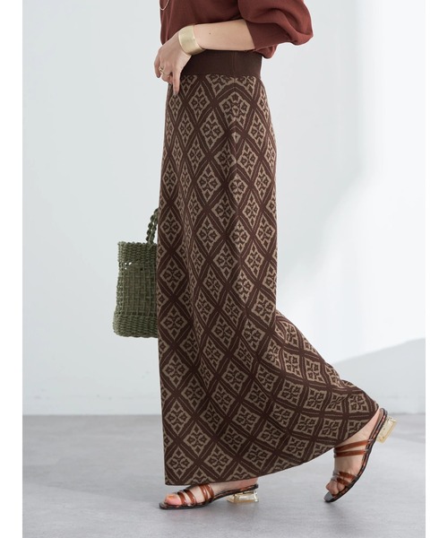 earth music&ecology(アースミュージックアンドエコロジー)の「ジャガードタイトスカート(スカート・レディース・ブラック/ベージュ/ブラウン・FREE)」の17枚目の写真