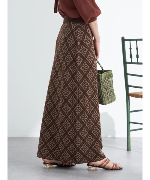 earth music&ecology(アースミュージックアンドエコロジー)の「ジャガードタイトスカート(スカート・レディース・ブラック/ベージュ/ブラウン・FREE)」の18枚目の写真