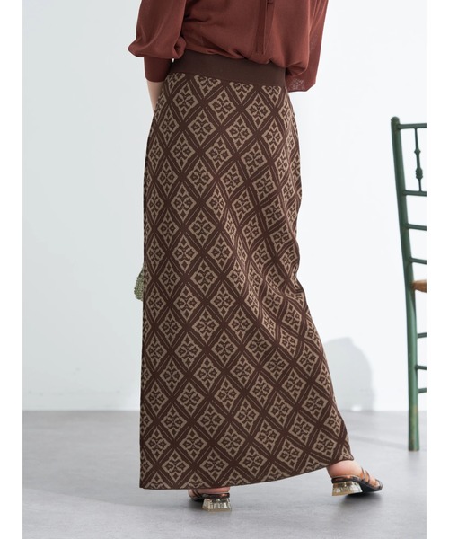 earth music&ecology(アースミュージックアンドエコロジー)の「ジャガードタイトスカート(スカート・レディース・ブラック/ベージュ/ブラウン・FREE)」の19枚目の写真