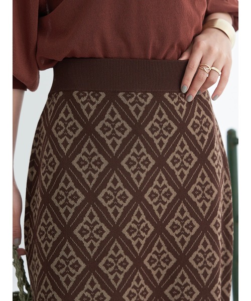 earth music&ecology(アースミュージックアンドエコロジー)の「ジャガードタイトスカート(スカート・レディース・ブラック/ベージュ/ブラウン・FREE)」の20枚目の写真