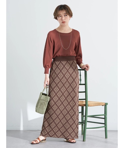 earth music&ecology(アースミュージックアンドエコロジー)の「ジャガードタイトスカート(スカート・レディース・ブラック/ベージュ/ブラウン・FREE)」の21枚目の写真