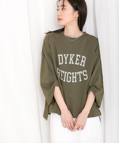 Gready Brilliant(グレディブリリアン)の「DYKERロゴ袖タックTシャツ(Tシャツ/カットソー・レディース・チャコールグレー/カーキ・38)」の1枚目の写真