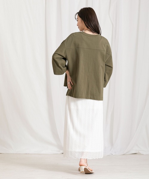 Gready Brilliant(グレディブリリアン)の「DYKERロゴ袖タックTシャツ(Tシャツ/カットソー・レディース・チャコールグレー/カーキ・38)」の12枚目の写真