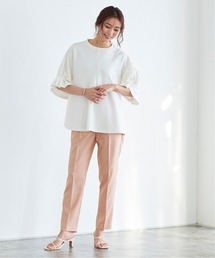 さらりと涼しい”Cool Feel Series”美脚パンツ 接触冷感リネンライクストレートパンツ