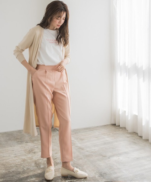 さらりと涼しい”CoolFeelSeries”美脚パンツ接触冷感リネンライクストレートパンツ