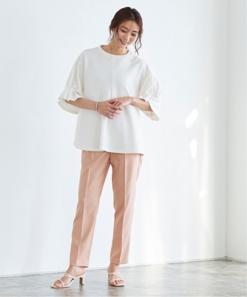 さらりと涼しい”CoolFeelSeries”美脚パンツ接触冷感リネンライクストレートパンツ