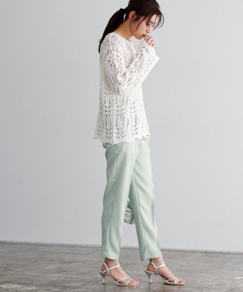 Pierrot(ピエロ)の「さらりと涼しい”Cool Feel Series”美脚パンツ 接触冷感リネンライクストレートパンツ(その他パンツ・レディース・ミント/オレンジ/イエロー/ブラック/グレイッシュベージュ/ライトピンク/ネイビー/グレー系その他/ブルー・L/M/S/TM/PS/PM/TL)」の16枚目の写真