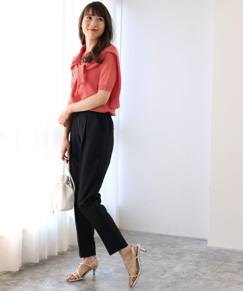 さらりと涼しい”CoolFeelSeries”美脚パンツ接触冷感リネンライクストレートパンツ
