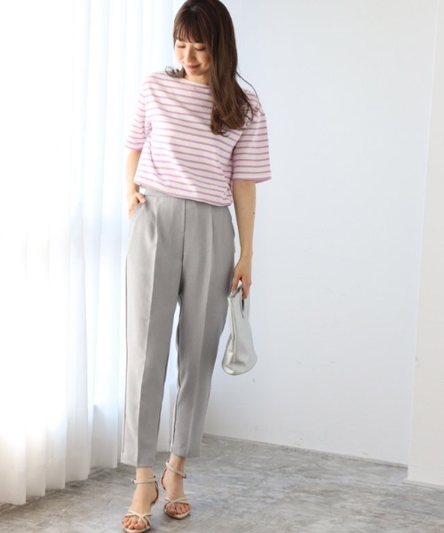 さらりと涼しい”CoolFeelSeries”美脚パンツ接触冷感リネンライクストレートパンツ