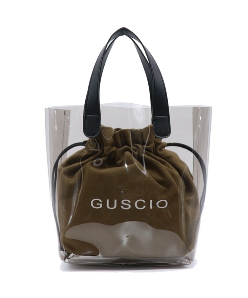 GUSCIO（グッシオ）の「【グッシオベーシック】PVCクリアトートバッグ　巾着付（トートバッグ・レディース・アイボリー/ブラック/グレイッシュベージュ/グレー/ホワイト・FREE）」の5枚目の写真