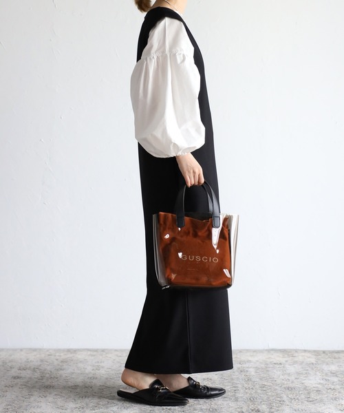 セール】【グッシオベーシック】PVCクリアトートバッグ 巾着付