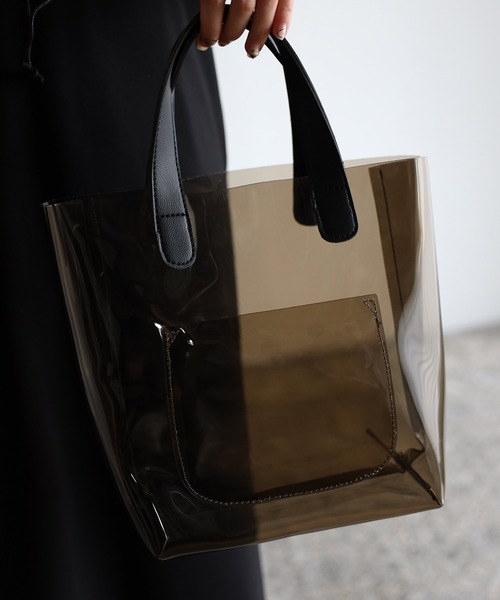 GUSCIO（グッシオ）の「【グッシオベーシック】PVCクリアトートバッグ　巾着付（トートバッグ・レディース・アイボリー/ブラック/グレイッシュベージュ/グレー/ホワイト・FREE）」の18枚目の写真