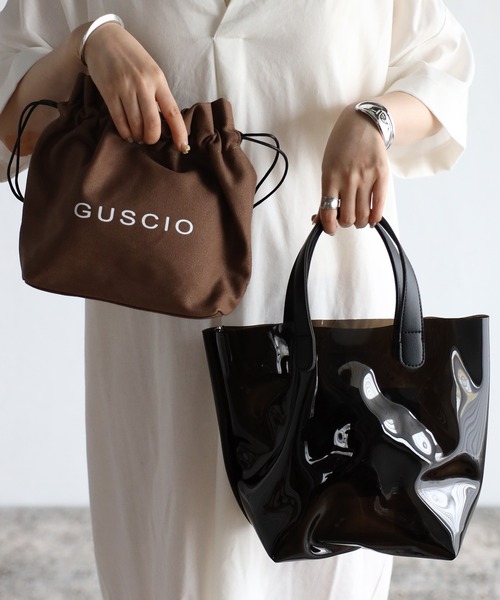 GUSCIO（グッシオ）の「【グッシオベーシック】PVCクリアトートバッグ　巾着付（トートバッグ・レディース・アイボリー/ブラック/グレイッシュベージュ/グレー/ホワイト・FREE）」の10枚目の写真