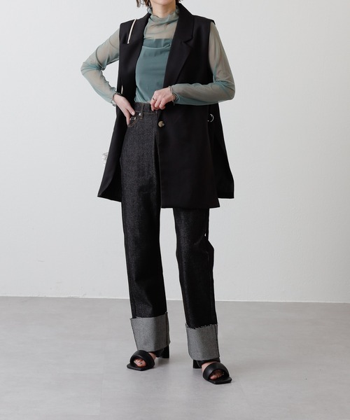 COLONY 2139（コロニートゥーワンスリーナイン）の「リジットデニムロールアップパンツ（デニムパンツ・レディース・ブラック/インディゴブルー・SMALL/MEDIUM）」の5枚目の写真