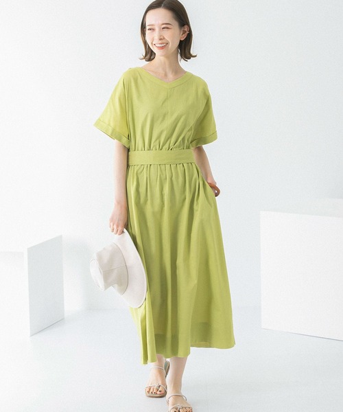 URBAN RESEARCH ROSSO WOMEN（アーバンリサーチ　ロッソ）の「『UR GREEN』2WAYウエストマークワンピース（ワンピース・レディース・チャコールグレー/パープル系その他/イエロー系その他・FREE）」の12枚目の写真